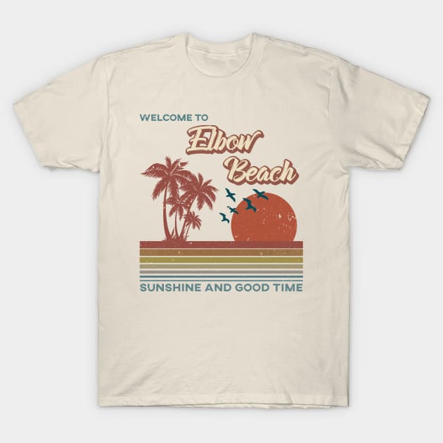 Elbow Beach Retro Sunset - Elbow Beach T-Shirt by Mondolikaview